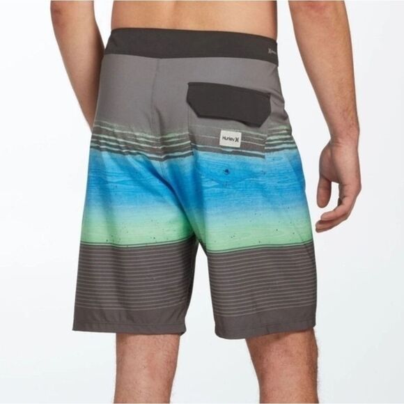 Hurley Men’s Phantom Gray Blue Green Overspray 20” Board Shorts Size 30 - Picture 6 of 15